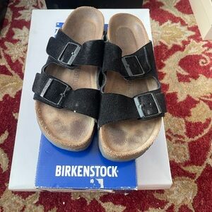 Birkenstock Kids Black Suede Sandals